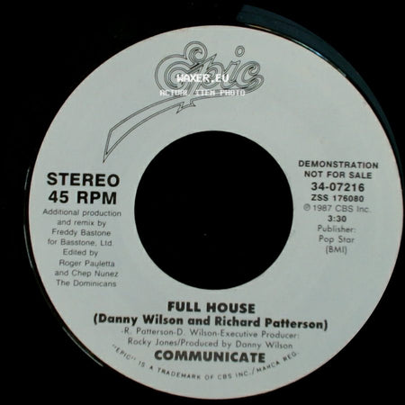 Full House (Danny Wilson And Richard Patterson) / Communicate - Communicate / Full House (Danny Wilson And Richard Patterson) side B