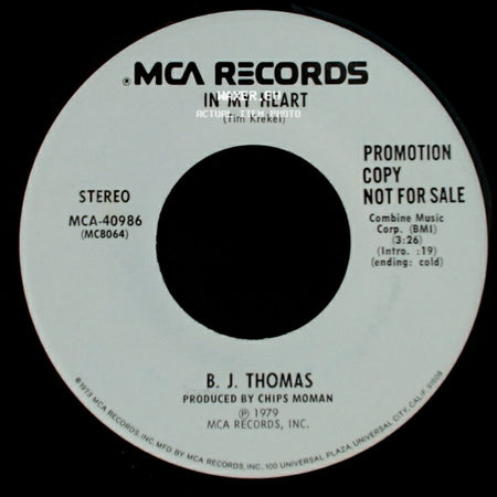 B. J. Thomas - In My Heart / We Could Have Been The Closest Of Friends side A