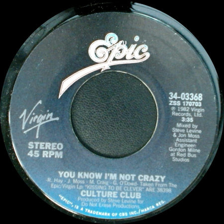 Culture Club - Do You Really Want To Hurt Me / You Know I'm Not Crazy side B