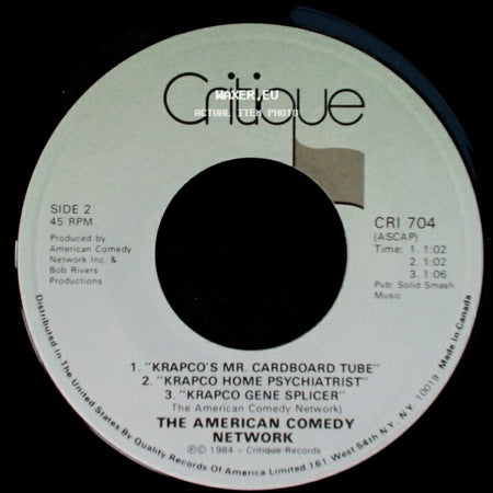 The American Comedy Network - Breaking Up Is Hard On You / Krapco's Mr. Cardboard Tube / Krapco Home Psychiatrist / Krapco Gene Splicer side B