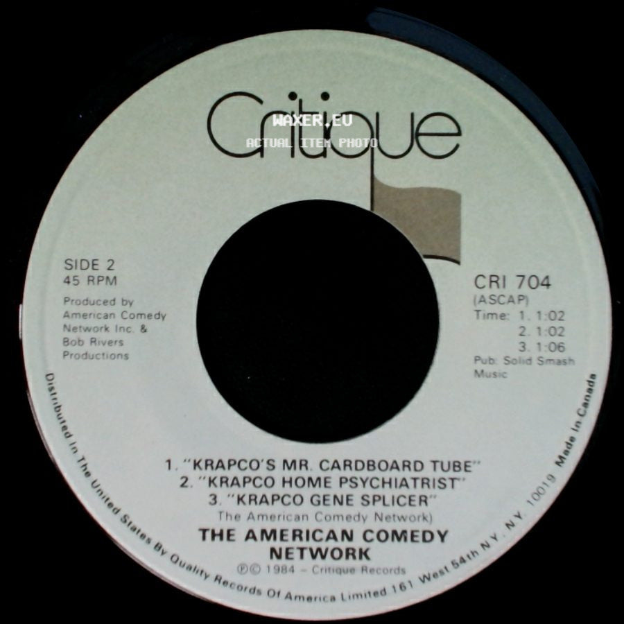 The American Comedy Network - Breaking Up Is Hard On You / Krapco's Mr. Cardboard Tube / Krapco Home Psychiatrist / Krapco Gene Splicer side B