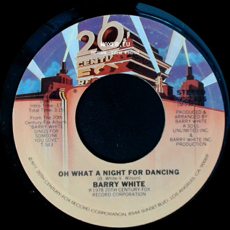 Barry White - You're So Good You're Bad / Oh What A Night For Dancing side B