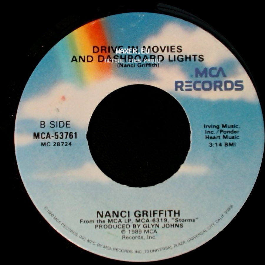 Nanci Griffith - I Don't Wanna Talk About Love / Drive-In Movies And Dashboard Lights side B