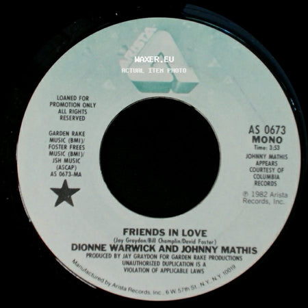 Dionne Warwick And Johnny Mathis - Friends In Love / Friends In Love side A