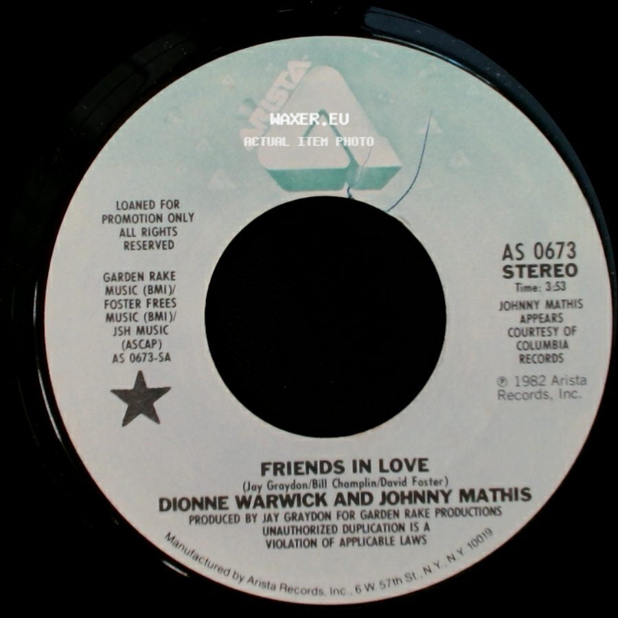 Dionne Warwick And Johnny Mathis - Friends In Love / Friends In Love side B