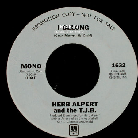 Herb Alpert And The T.J.B. - I Belong / I Belong side B