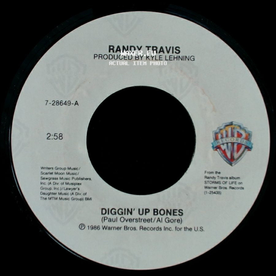 Randy Travis - Diggin' Up Bones / There'll Always Be A Honky Tonk Somewhere side A