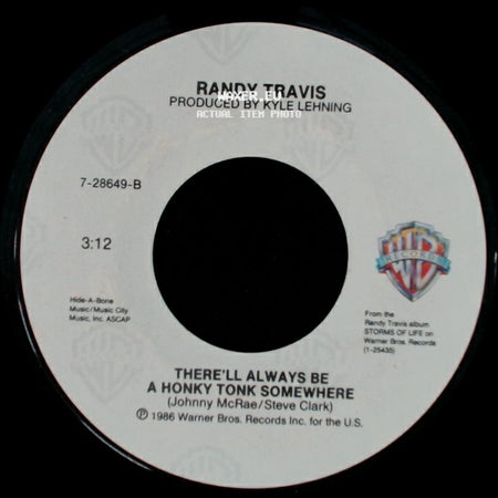 Randy Travis - Diggin' Up Bones / There'll Always Be A Honky Tonk Somewhere side B