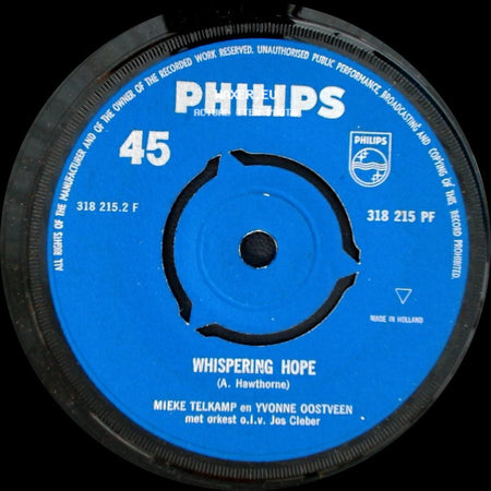 Mieke Telkamp En Yvonne Oostveen / Mieke Telkamp - Whispering Hope / Home Sweet Home side A