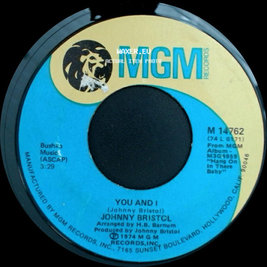 Johnny Bristol - You And I / It Don't Hurt No More side A
