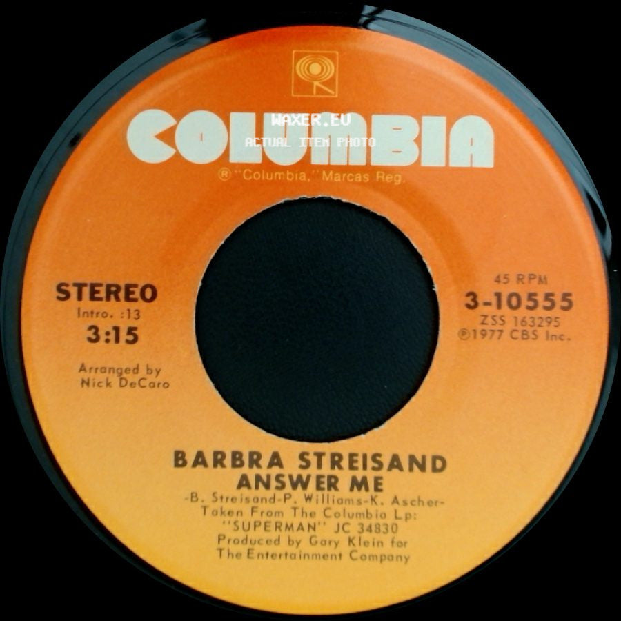 Barbra Streisand - My Heart Belongs To Me / Answer Me side B