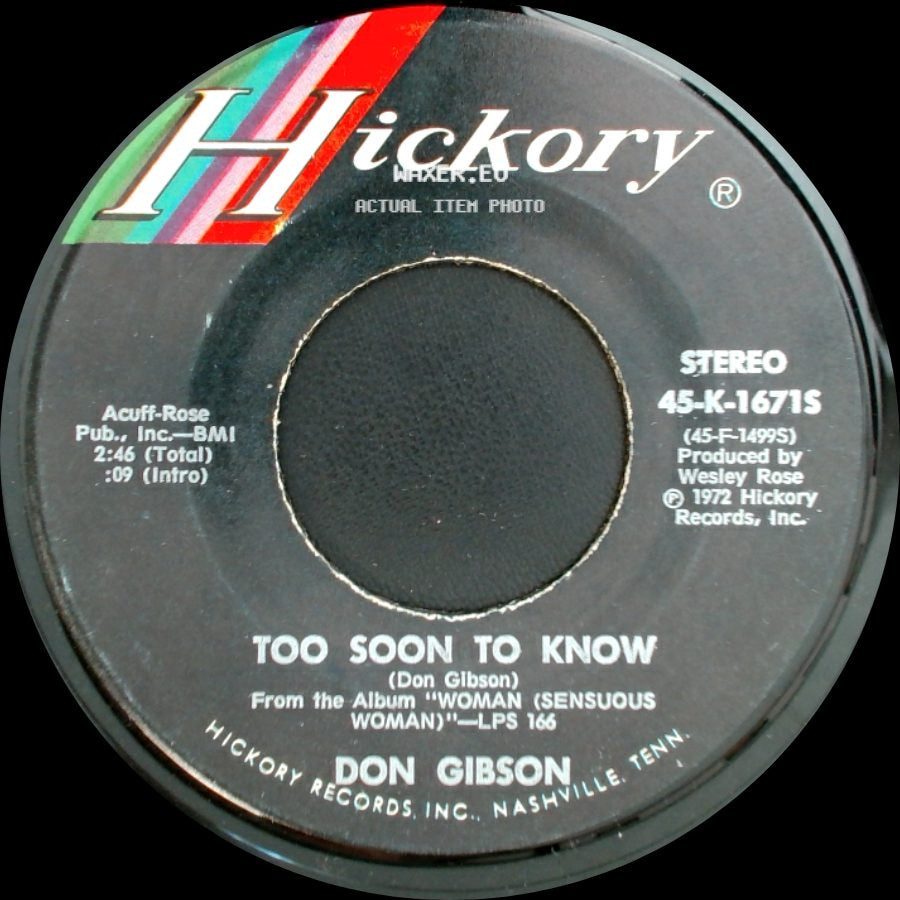 Don Gibson - Touch The Morning / Too Soon To Know side B