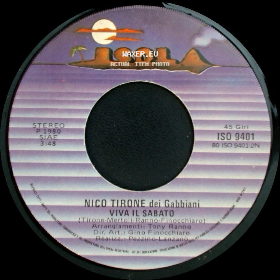 Nico Tirone Dei Gabbiani - Dedica / Viva Il Sabato side B