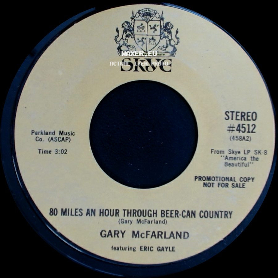 Gary Mcfarland Featuring Eric Gayle / Gary Mcfarland - 80 Miles An Hour Through Beer-Can Country / 80 Miles An Hour Through Beer-Can Country side B