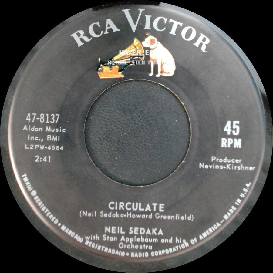 Neil Sedaka / Neil Sedaka With Stan Applebaum And His Orchestra - Alice In Wonderland / Circulate side B