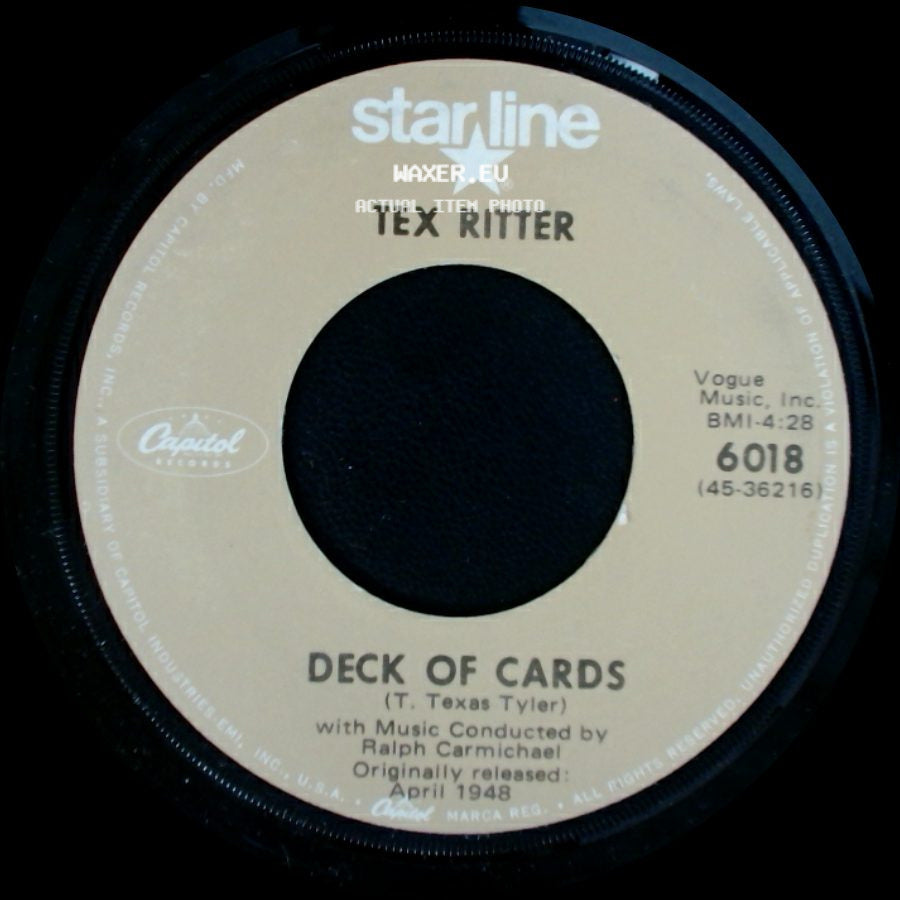 Tex Ritter - Rye Whiskey / Deck Of Cards side B