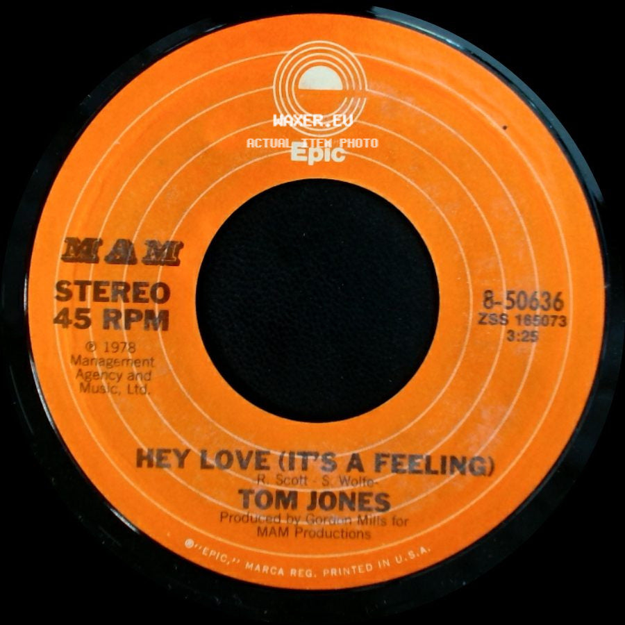Tom Jones - Baby, As You Turn Away / Hey Love (It's A Feeling) side B