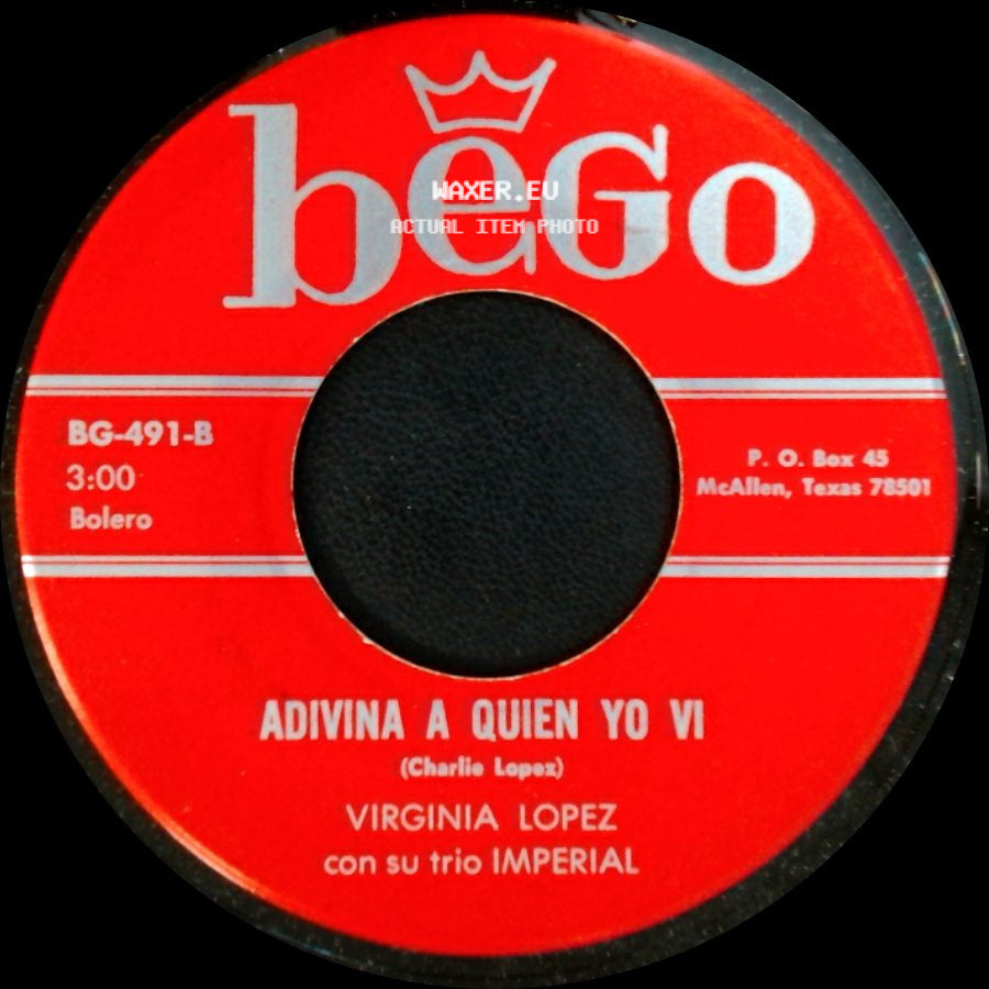 Virginia Lopez Con Su Trio Imperial - Adivina A Quien Yo Vi / Devuelveme La Fe side A