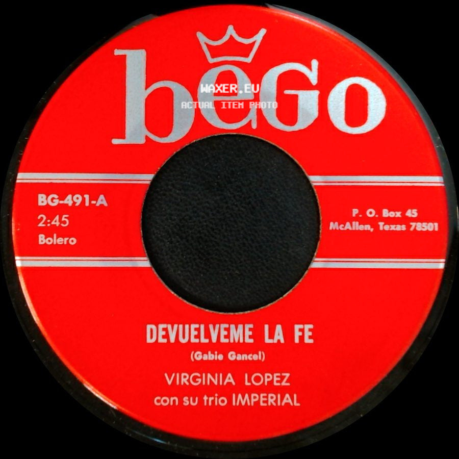 Virginia Lopez Con Su Trio Imperial - Adivina A Quien Yo Vi / Devuelveme La Fe side B