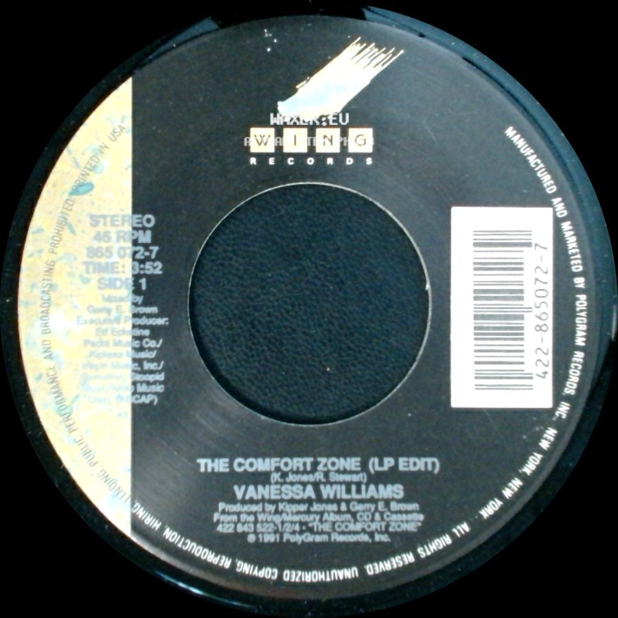 Vanessa Williams - The Comfort Zone (Lp Edit) / The Comfort Zone (Instrumental) side A