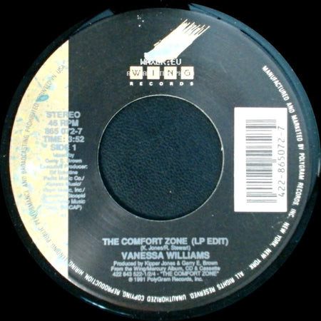 Vanessa Williams - The Comfort Zone (Lp Edit) / The Comfort Zone (Instrumental) side A