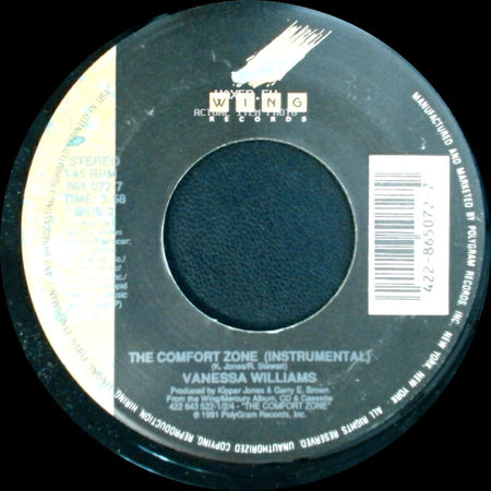 Vanessa Williams - The Comfort Zone (Lp Edit) / The Comfort Zone (Instrumental) side B