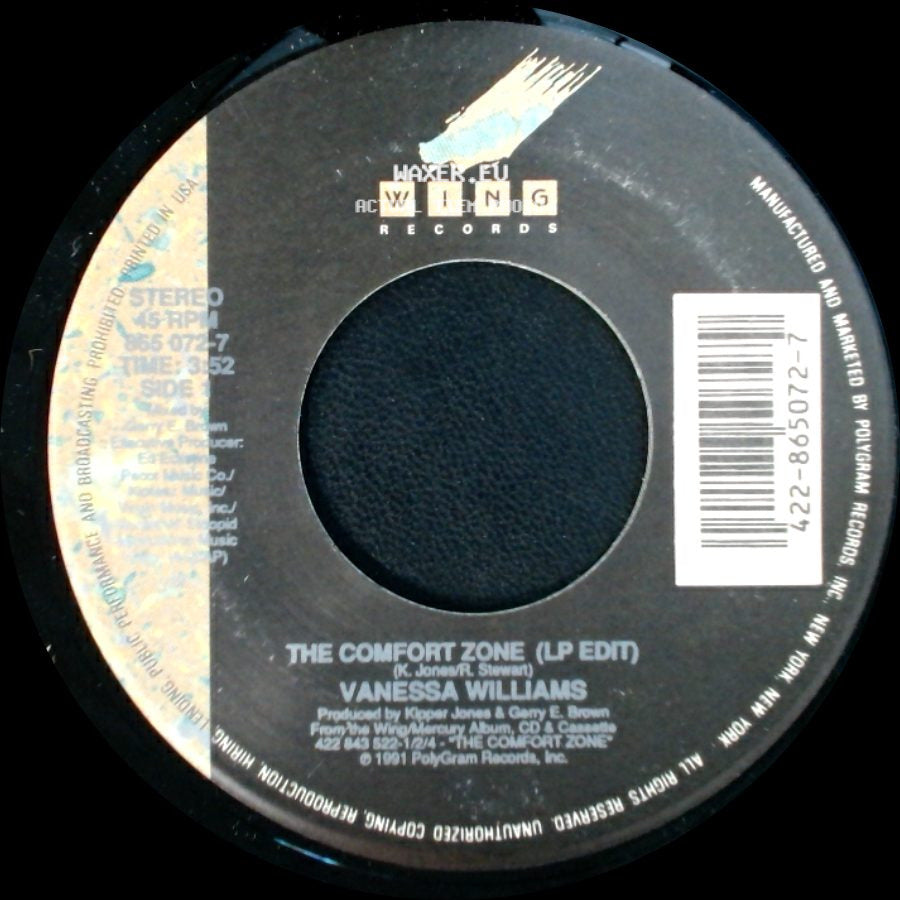 Vanessa Williams - The Comfort Zone (Lp Edit) / The Comfort Zone (Instrumental) side A