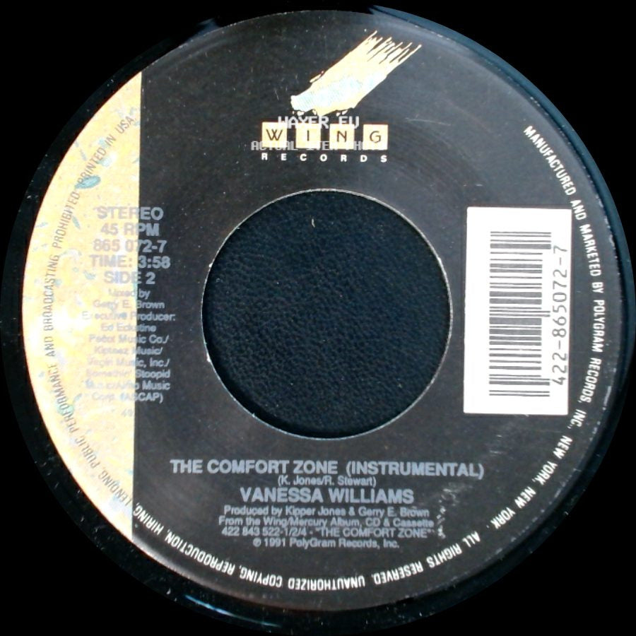 Vanessa Williams - The Comfort Zone (Lp Edit) / The Comfort Zone (Instrumental) side B