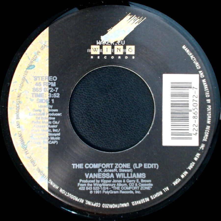 Vanessa Williams - The Comfort Zone (Lp Edit) / The Comfort Zone (Instrumental) side A