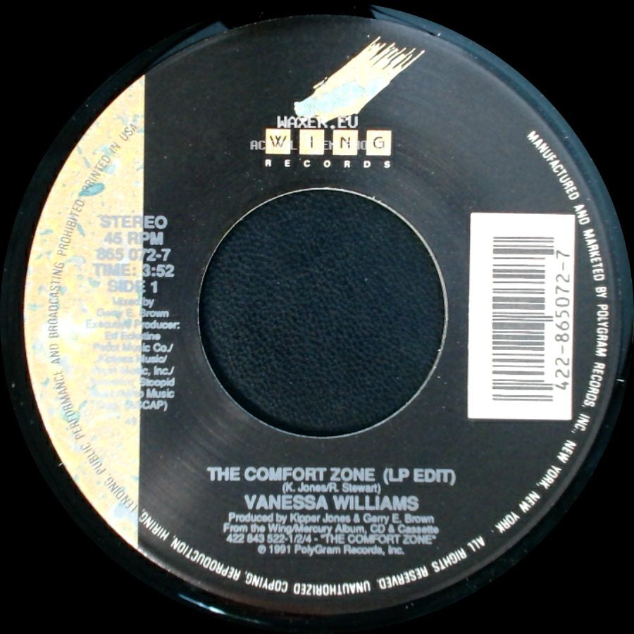 Vanessa Williams - The Comfort Zone (Lp Edit) / The Comfort Zone (Instrumental) side A