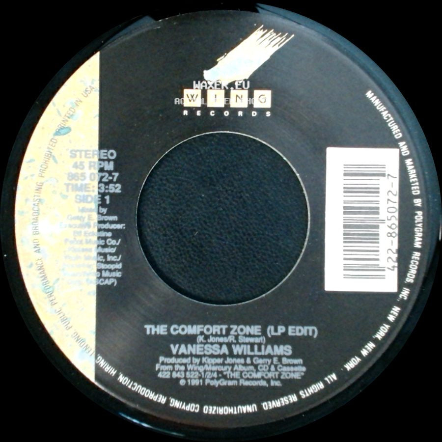 Vanessa Williams - The Comfort Zone (Lp Edit) / The Comfort Zone (Instrumental) side A