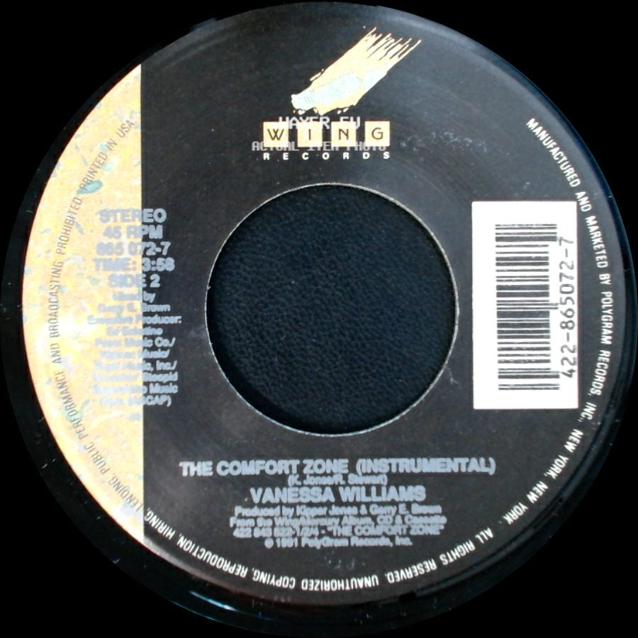 Vanessa Williams - The Comfort Zone (Lp Edit) / The Comfort Zone (Instrumental) side B