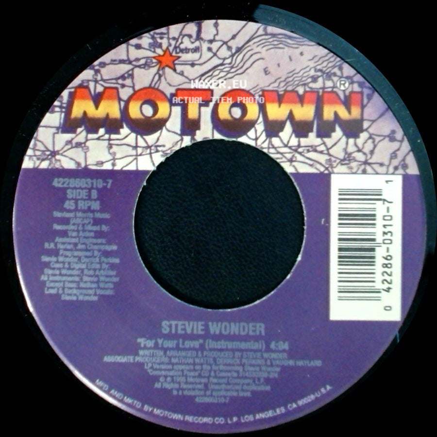 Stevie Wonder - For Your Love (Single Version) / For Your Love (Instrumental) side B