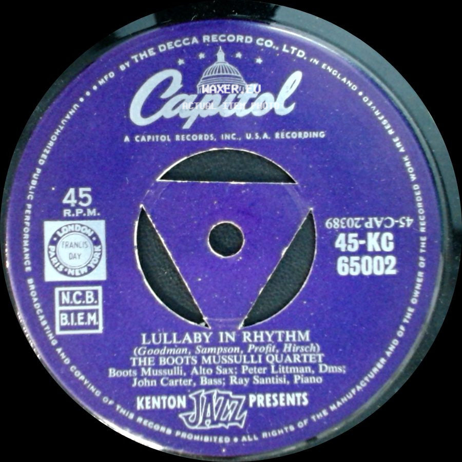 The Boots Mussulli Quartet - Lullaby In Rhythm / Diga Diga Doo side A