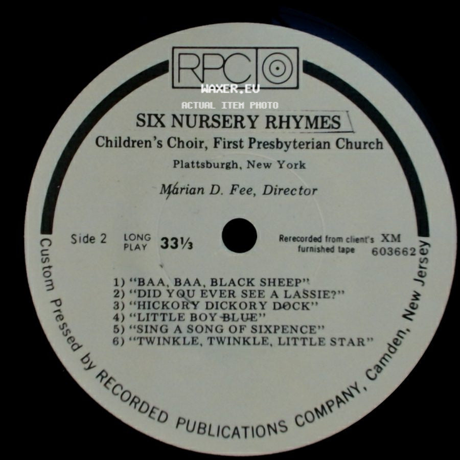 Children's Choir, First Presbyterian Church - Five Sacred Songs / Six Nursery Rhymes side B