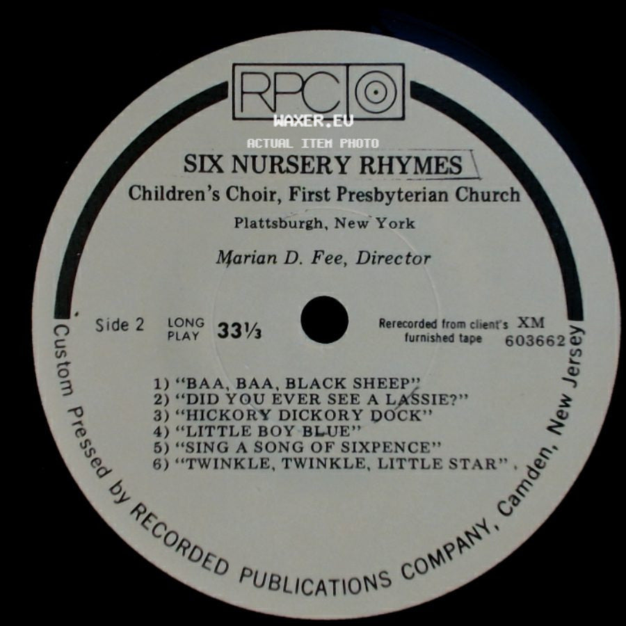 Children's Choir, First Presbyterian Church - Five Sacred Songs / Six Nursery Rhymes side B