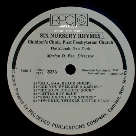 Children's Choir, First Presbyterian Church - Five Sacred Songs / Six Nursery Rhymes side B