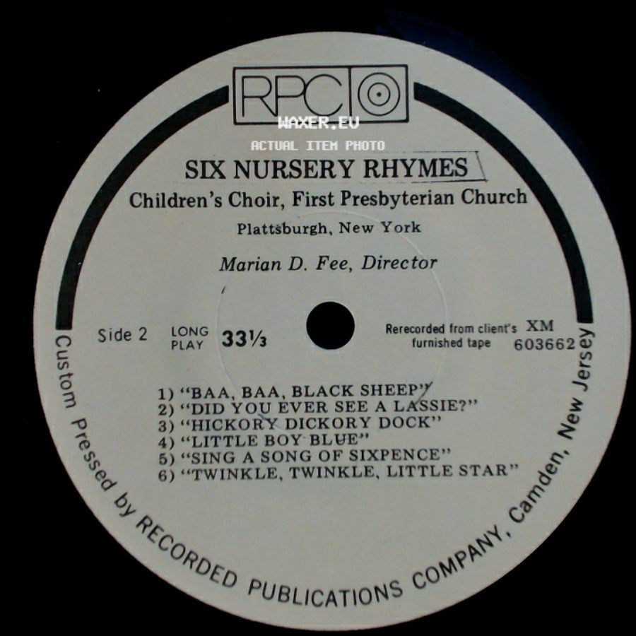 Children's Choir, First Presbyterian Church - Five Sacred Songs / Six Nursery Rhymes side B