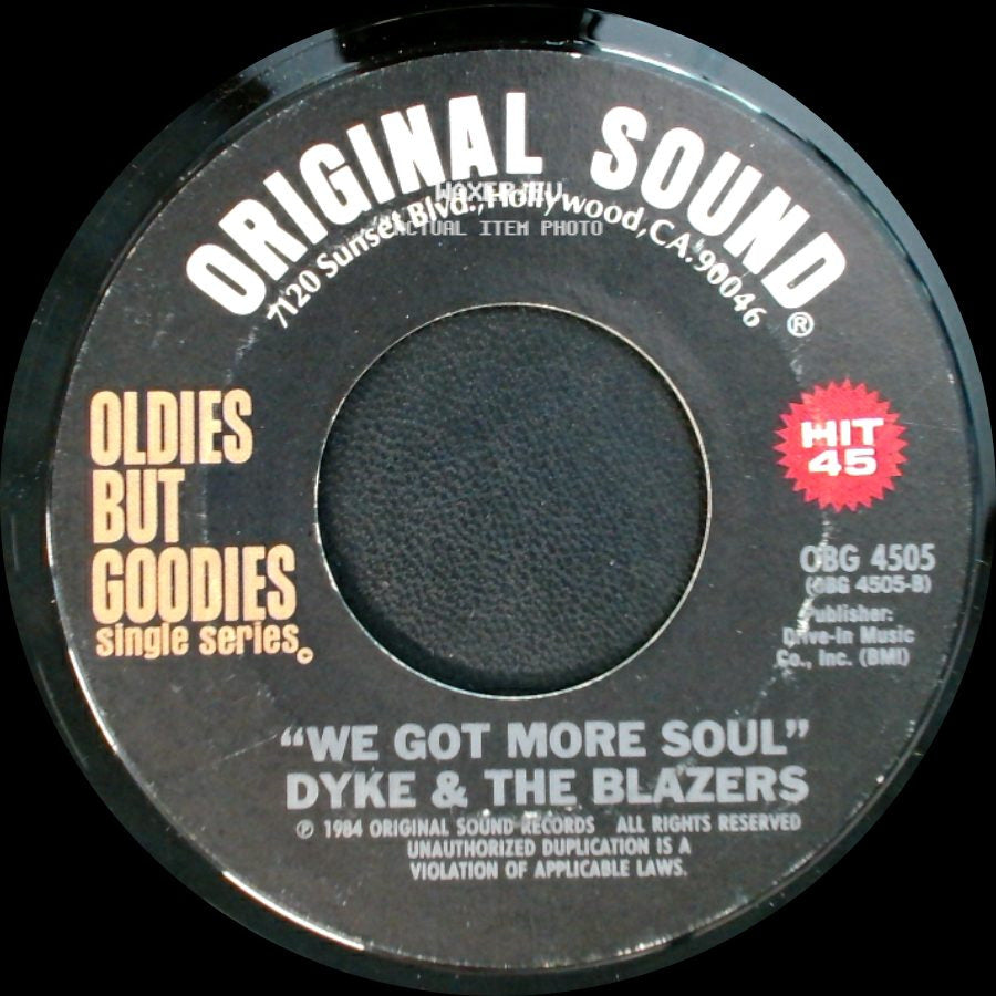 Rosie & The Originals / Dyke & The Blazers - Angel Baby / We Got More Soul side B