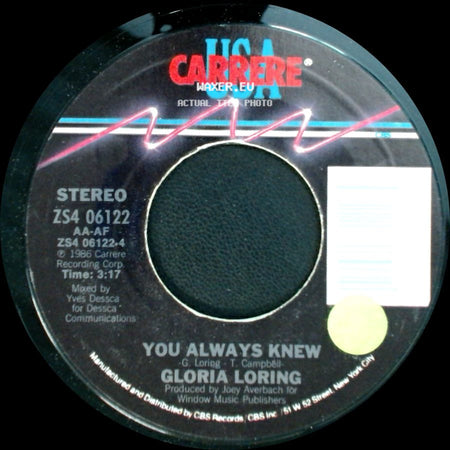 Carl Anderson & Gloria Loring / Gloria Loring - Friends And Lovers / You Always Knew side B