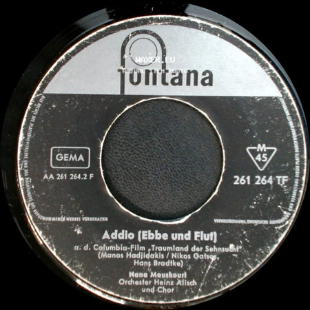 Nana Mouskouri - Weiße Rosen Aus Athen / Addio (Ebbe Und Flut) side B