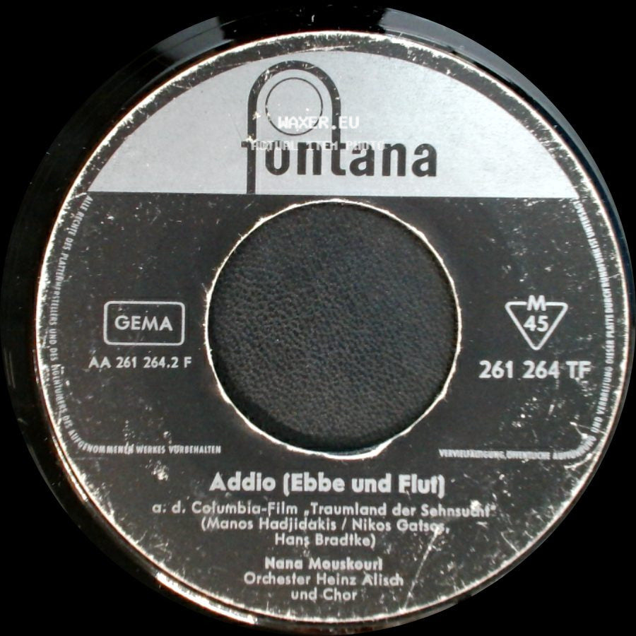 Nana Mouskouri - Weiße Rosen Aus Athen / Addio (Ebbe Und Flut) side B