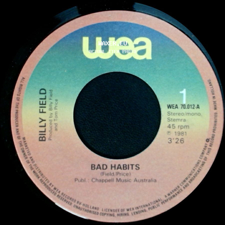 Billy Field - Bad Habits / You'll Call It Love side A
