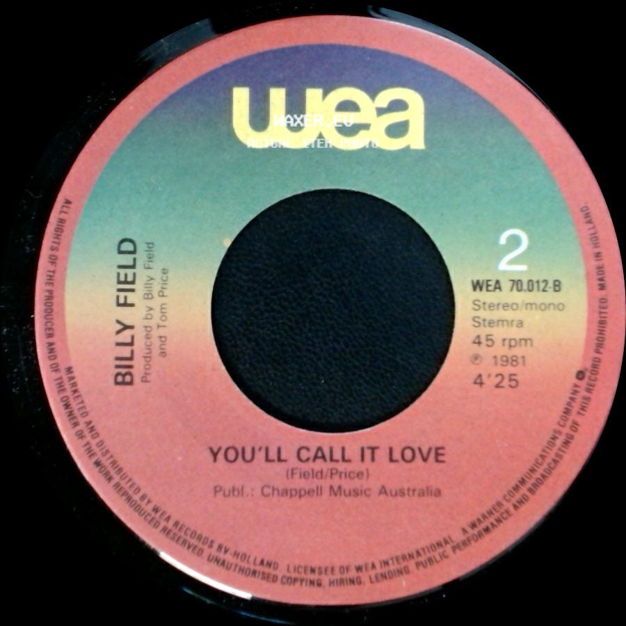 Billy Field - Bad Habits / You'll Call It Love side B