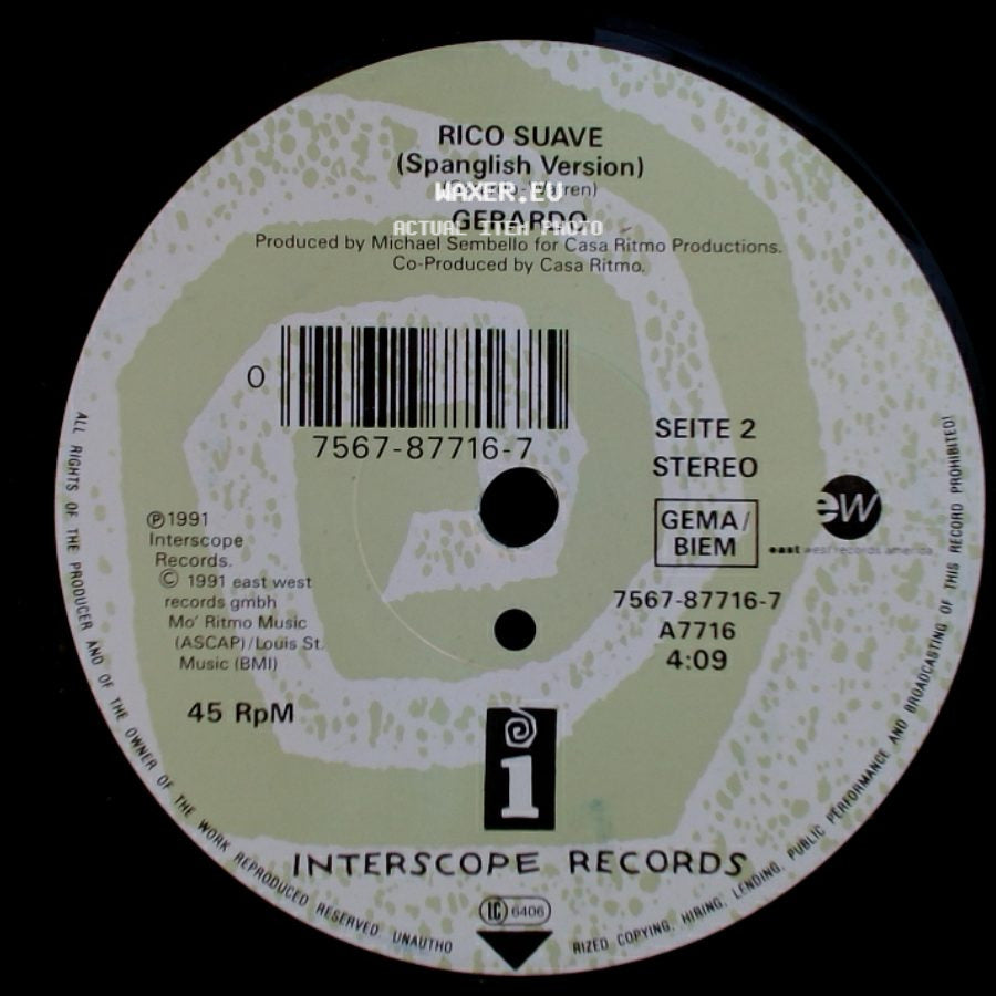 Gerardo - Rico Suave (The More English Edit) / Rico Suave (Spanglish Version) side B