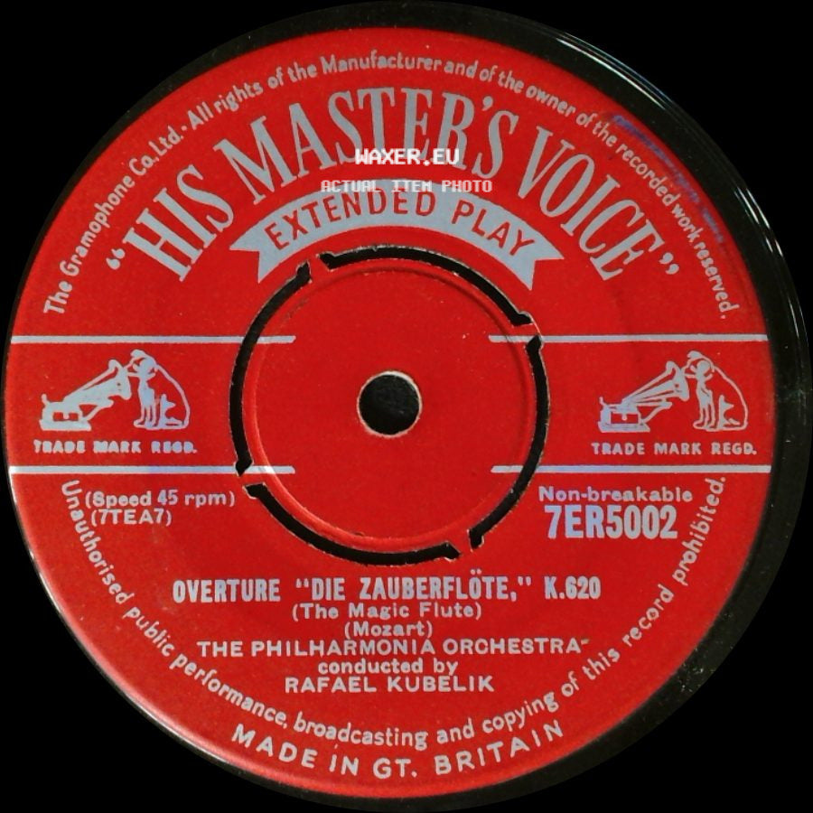 The Philharmonia Orchestra / The Philharmonia Orchestra Conducted By Rafael Kubelik - Overture "Idomeneo" / Overture "Die Zauberflöte," K.620 (The Magic Flute) (Mozart) side B