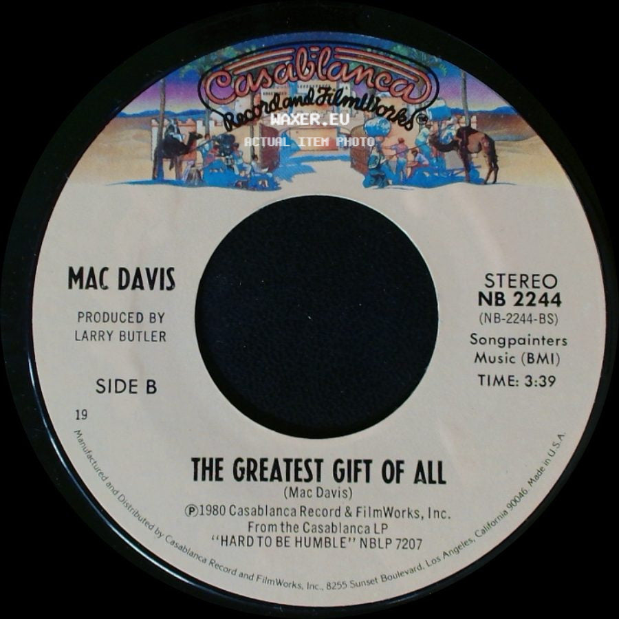Mac Davis - It's Hard To Be Humble / The Greatest Gift Of All side B