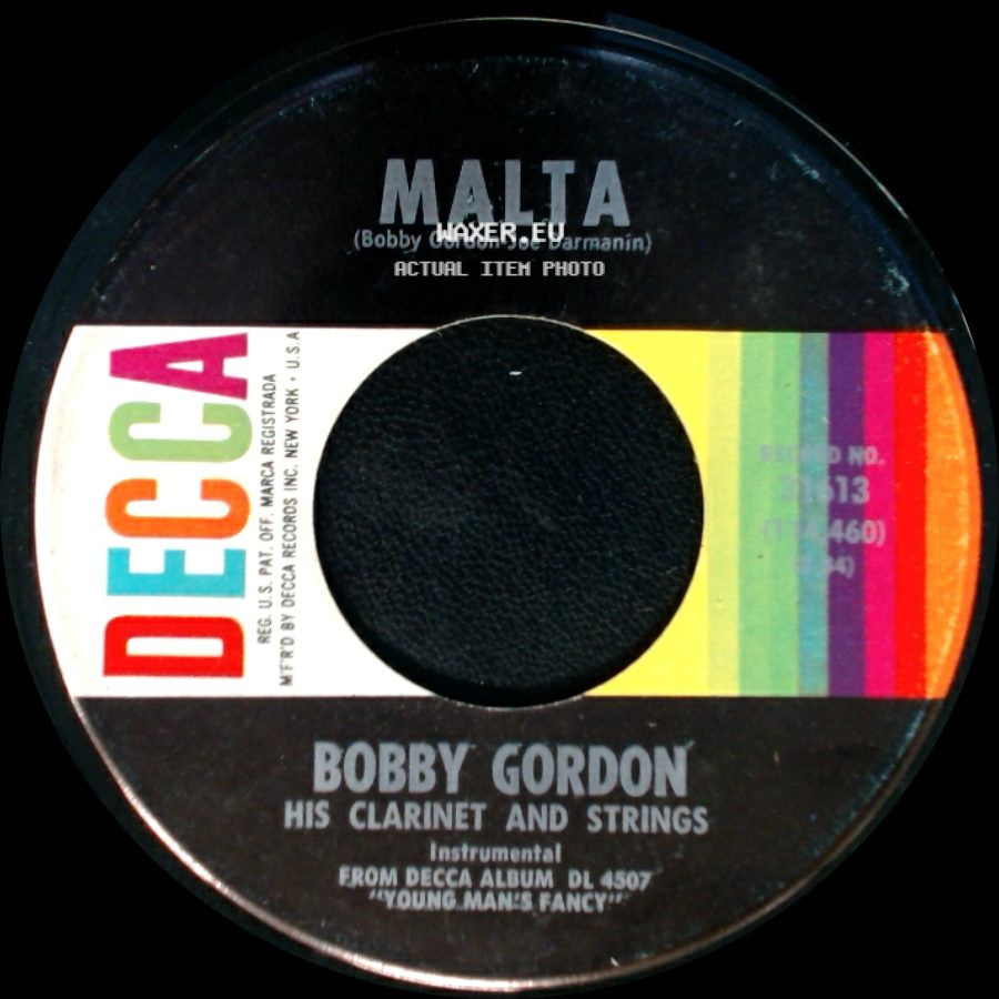 Bobby Gordon His Clarinet And Strings / Bobby Gordon - Paper Doll / Malta side B
