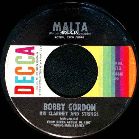 Bobby Gordon His Clarinet And Strings / Bobby Gordon - Paper Doll / Malta side B