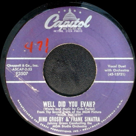 Bing Crosby & Grace Kelly / Bing Crosby & Frank Sinatra - True Love / Well Did You Evah? side B
